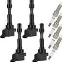 OCPTY 4 ignition coils with 4 iridium Spark Plugs fits GN10877 UF816 UF-816 49137 for Hyundai Elantra Sonata Kona for Kia Forte Optima 2.0L