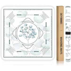 Deyimmei Neoprene Mahjong Mat for Table 31.5"x31.5" - Non-Slip, Noise Reduction Cover with Storage Pockets, American Rules & Crease-Free Rolled Shipping (Eucalyptus Leaves)
