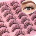 Lashes Natural Look Faux Mink Eyelashes Wispy Clear Band Lashes 16mm Natural False Lashes Cat Eye Short Strip Lashes Pack 14 Pairs