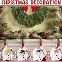 Chunful 6 Pcs Christmas Snowman Ornaments Wooden Melted Snowmen Crafts for Hanging Christmas Tree Decoration Xmas Holiday Party Supplies Decor