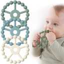 3 Pack Ring Teether Baby Infant Toys, Baby Essentials, Silicone Teething Ring Toys for Babies 0-6 Months, Seposeve Toddler Teethers 6-12 Months 12-24 Months, Infant Teething Relief, Green Blue White