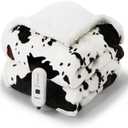 Cow Print Heated Throw Blanket Electric Blanket-Heating Blanket Throw with 5 Heat Levels & 4 Hours Auto-Off, Cozy Soft Fleece Sherpa, Washable, 50 x 60 Inches