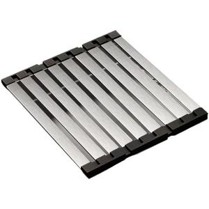 17.72" Dish Drying Rack Over the Sink, 1.28lb Heavy-Duty 304 Stainless Steel, Non-Slip Silicone Edges, Folding Space-Saving for Home & RV Kitchen, Dish Drainer, Cooling Rack & Sink Cover