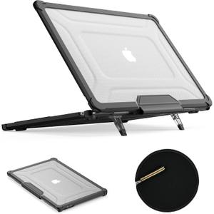 SEYMAC stock Case for MacBook Air 15 inch, Shock-Absorbing Protection with Folding Stand &Mouse Pad Case for MacBook Air 15 inch, HardBlack