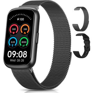 Activity & Fitness Tracker, 24/7 Heart Rate Monitor Smart Watches for Women/Men, Fitness Watches for Women/Men with Step Tracker and Sleep Tracker, IP68 Waterproof Watch for Android Phones/iPhones (Black-Ink Black)