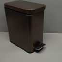 Homie Soft Close, Slim Trash Can 3.2 Gallon with Anti - Bag Slip Liner and Lid, Use as Mini Garbage Basket, Slim Dust Bin, or Decor in Bathroom, Restroom, Kitchen, or Bedroom (Bronze)