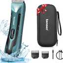 Body Hair Trimmer for Men - Manscape Electric Shavers for Men, Rechargeable Pubic Hair Trimmer with Replaceable Ceramic Blade Head IPX7 Waterproof Wet/Dry Groin Trimmers Ball Shaver (Green)