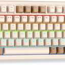 HUO JI 75% Wireless Mechanical Keyboard, Pre-lubed Blue Switches, Hot Swappable, Gasket Structure, Bluetooth/2.4GHz/USB-C, Led Backlit, PBT Keycap Custom Gaming Keyboard for PC