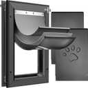 [Petoasis] 3-Flaps Heavy-Duty Dog Door, Rust Proof Aluminum Alloy Frame, Extreme Weather Dog Door Can Block Wind, Snow, and Rainwater Intrusion (Black, Large for Door)