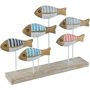 SAILINGSTORY Wooden School of Fish Beach Decor Nautical Coastal Decor Beach Bathroom Decor Lake House Decor Ocean Decoration Stripe Finish
