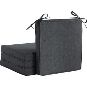 Greendale Home Fashions Outdoor 18-inch Square Reversible Seat Cushion with Ties, 4-Pack, Graphite 4 Count