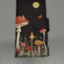 Toycamp for Samsung Galaxy S25 Ultra Wallet Case with Wrist Strap - Leather Flip Folio Phone Case with RFID Blocking 4 Card Slots Galaxy S25 Ultra Funda Cute Aesthetic for Women Lady, Moon Mushroom