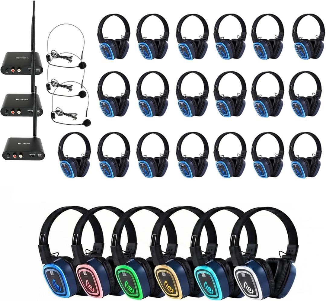 Retekess TA003S Wireless Silent Audio System, Silent Disco Headphones(3-25)