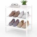 Smiry Small Bamboo Shoe Rack 3-Tier, Stackable Wooden Shoe Organizer for Entryway & Closet, Free Standing Wood Shoe Storage Shelf for Front Door & Small Spaces, White
