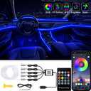 Jushope Interior Car LED Strip Lights with Wireless APP and Remote Control, RGB 5 in 1 Ambient Lighting Kits with 236 inches Fiber Optic, 16 Million Colors Car Neon Lights, Sync to Music