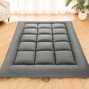 DOWNSTORIA Japanese Floor Mattress, 3 inch Foldable Futon Mattress Tatami Mat with Handles, Rollable Portable Tatami Sleeping Mat, Guest & Camping Floor Bed for Adults, Twin Size, Grey(39x80)