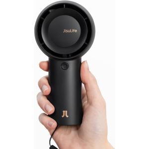 JISULIFE Portable Handheld Turbo Fan [18H Max Cooling Time], 6000mAh USB Rechargeable Personal Battery Operated Lash Small Pocket Fan with 5 Speeds for Travel/Outdoor/Vacation/Concerts- Black
