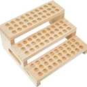 SUPERFINDINGS 1 Set 90 Slots Wooden Lipsticks Holder 3 Tier Tube Display Shelf Wood Tool Rack Wooden Essential Oil Display Storage Organizer for Cosmetic Lip Gloss Tool, Slot IDxT: 0.8"x0.4"