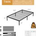 NEW JETO Metal Bed Frame,Twin Size Bed Frame with Storage Space,Heavy Duty Sturdy Mattress Foundation,Easy Assembly,No Box Spring Needed, Black,16 Inch,Twin