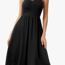 Sureple Summer Dresses for Women 2025 Casual Sweetheart-Neck Empire Waist Swing Aline Spaghetti Strap Dress with Pockets Size M