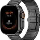 Titanium Band Compatible with Apple Watch Ultra 3/2/1 49mm Band for Men & Series 11/10 46mm, Grade 5 Titanium with DLC Coating for Ultra 3 Watch Band, Easy-Adjust Metal Band & Butterfly Clasp (Black)