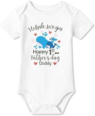 BesserBay Baby Happy 1st Father's Day Bodysuit Infant Fathers Day Onesie, 3-6M