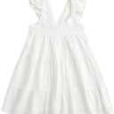 Curipeer Toddler Girls Linen Solid Dress with Smocking Girls Casual Sleeveless Dress, Size 2T