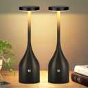 Cordless Table Lamp Rechargeable - 5000mAh Battery Operated LED Table Light, Wireless Portable Table Light Waterproof for Outdoor Patio Restaurant Dining Dinner Home, Black 2 Pack