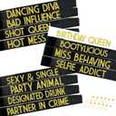 12 Pack Queen Sashes for Women - Birthday Squad Sash Set, Funny Gifts Sashes for Women's Birthday Party Supplies (Black + White + Gold Glitter Letters)