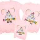 MYHALF Magical Family Shirts Matching 2025 Vacation Family Matching Outfits Mom and Mini Cute Summer Trip Clothes (Pink, XL)