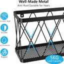 YIGII Adhesive Cabinet Organizer - Wall Mounted Pantry Door Organizer Bin Holder for Tupperware Lid Kitchen Wall Under Sink Basket Slim Space Black Stainless Steel