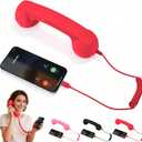 Retro Phone Handset,2026 New Retro Style Type-C Phone Handset,Type-C Retro Telephone Wired Handsets Style Landline Handle Receiver for Cell Mobile Video Conferences,Calls,Meetings (Red)