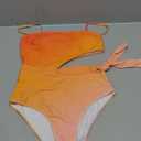 Women One Piece Swimsuit with Matching Cover Ups Floral Sexy Bikini Sets High Cut Push Up Two Pieces Bathing Suit (Small, Orange-pink)