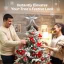 HUTHDAK Large Silver Bow Christmas Tree Topper,9.4 Inch Metal Tree Topper,Silver Bow Christmas Decorations for Xmas Home Decor Holiday Party Indoor Outdoor Shop Office