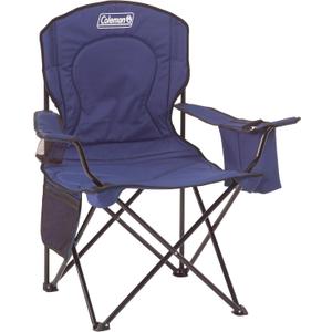 Coleman Portable Camping Chair with 4-Can Cooler, Cushioned Seat & Back with Side Pockets & Cup Holder, Carry Bag Included, Great for Camping, Tailgating, Firepits, Patio, & More (Blue)