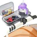 Universal Stroller Snack Tray, 3-in-1 Cup Holder Tray with Clamp & Silicone Arms Grip & Detachable Silicone Tray, Stroller Tray Attachment for Toddler & Kids, Snacking On The Go (Gray)