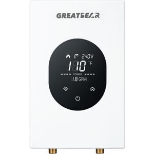 Tankless Water Heater Electric, GREATBEAR 8kW 240V On Demand Hot Water Heater Electric Under Sink Instant Water Heater Point of Use with Self-Modulating GT80W White