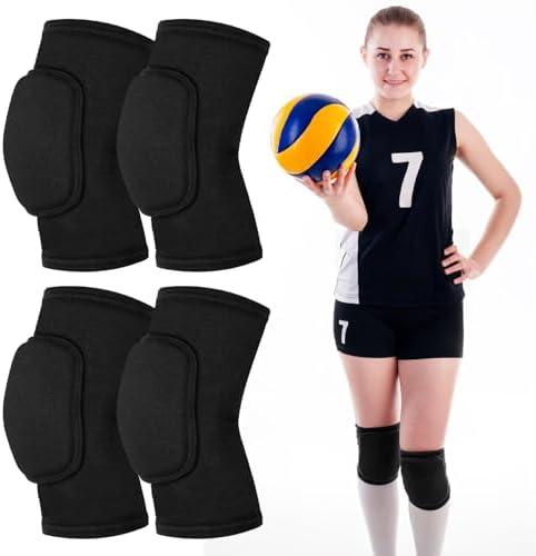 Opvixi Volleyball Knee Pads, Knee Pads Volleyball Girls 2 Pairs, Knee Pads for Women Youth Kids, Soft Black Kneepads for Sports Dance Volleyball Football Yoga Tennis Running Cycling Workout Climbing S