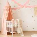 VitalCozy 2 Pcs Felt Peach Color Scallop Pennant Banner 13 feet Party Garland Including Excess Cord Happy Birthday Baby Shower Wedding Nursery Classroom Decorations