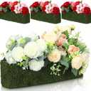 Maxdot 4 Pack Moss Window Box Planters, 16 Inch Rectangular Decorative Planter Boxes with Plastic Liner, Indoor Outdoor Window Sill Planters for Flowers, Herbs, Easter Spring Home Garden Decor