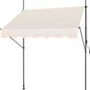 SMONTER Manual Retractable Awning, 78" Non-Screw Outdoor Patio Awning Sunshade Shelter, Height Adjustable Sunshade Patio Door Window Awning Canopy for Backyard, Garden, Balcony, Beige