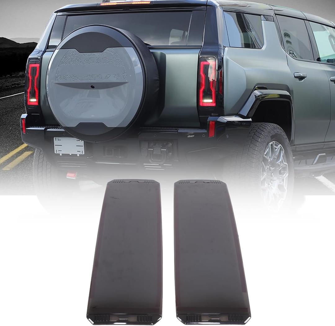 Car Rear Tail Light Cover Compatible with Hummer EV SUV 2024 2025 2026 Smoked Taillight Shell Trim Cover Tail Lamp Shell Shade Protective Cover Rear Light Decorative Exterior Accessories