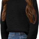 Girls Knit Sweaters Kids Fashion Chunky Crewneck Pullover Jumper Tops 5-14 Years, 130 (Black)