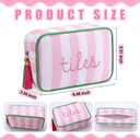 Sanwuta Mahjong Tile Bag with Zipper, Striped Embroidered Mahjong Storage Pouch Mah Jong Bags for Tiles Board Game Pieces Game Party Travel Gatherings Accessories(Pink,Classic)