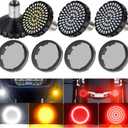1157 LED Turn Signals 2", High Brightness 81 LED Blinkers Front Rear Bulbs Bullet Housing with Lens Covers Compatible with Harley Davidson Touring Street Glide Road Glide Iron 883 1200