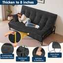 8 Inch Futon Mattress Queen Size, Futon Floor Sofa Bed Foldable with Soft Corduroy Fabric - High Resilience Foam Filling - 2 Storage Straps for Home, Guest Room, Dorm, Grey(Frame Not Included)