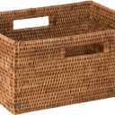 KOUBOO La Jolla Rattan Shelf Handles, Medium, Honey-Brown Storage Basket,