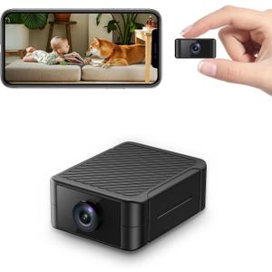Hidden Camera 4K Mini Spy Camera, WiFi Security Camera with Night Vision, Motion Detection Alerts, Phone App Control, Rechargeable Battery, SD/Cloud Storage for Home, Office, Pet Monitoring, Black