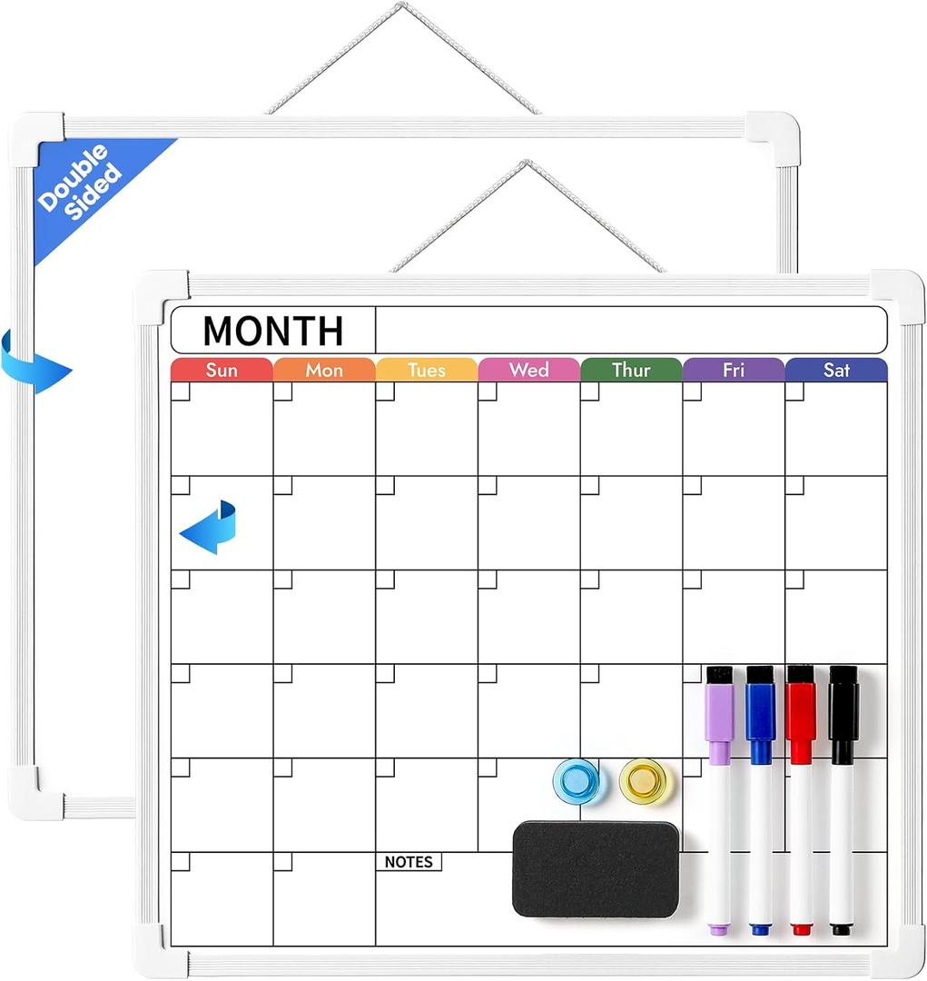VITEVER Calendar Whiteboard for Wall, Double-Sided Dry Erase Board, Hanging Monthly Planning Board, Small White Board for Memo, to Do List, Home, Kitchen, Office Accessories