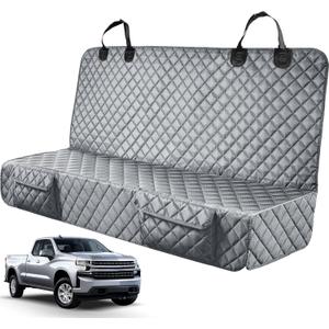 Dog Car Seat Covers for Truck Ford F150/Chevrolet Silverado 1500/Ram 1500/GMC Sierra 1500, Waterproof Pet Back Seat Cover for Trucks, Scratchproof Nonslip Durable Rear Seat Cover for Dogs (Black)